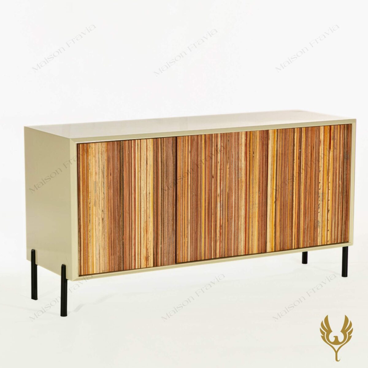 Kệ Tủ Cánh Gỗ Thịt Stripey Woody Cabinet 3 cánh - Fravia - Nội Thất Life