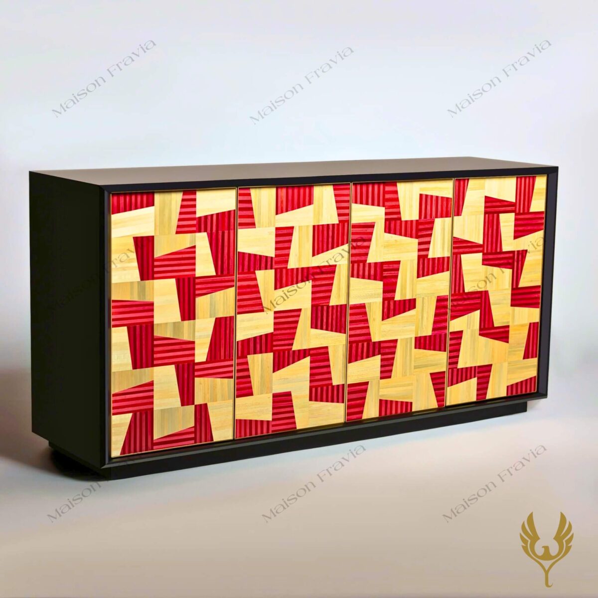 Kệ tủ cẩn rơm Pháp Pailles de Seigle Straw Marquetry 01 - Fravia - Nội thất Life