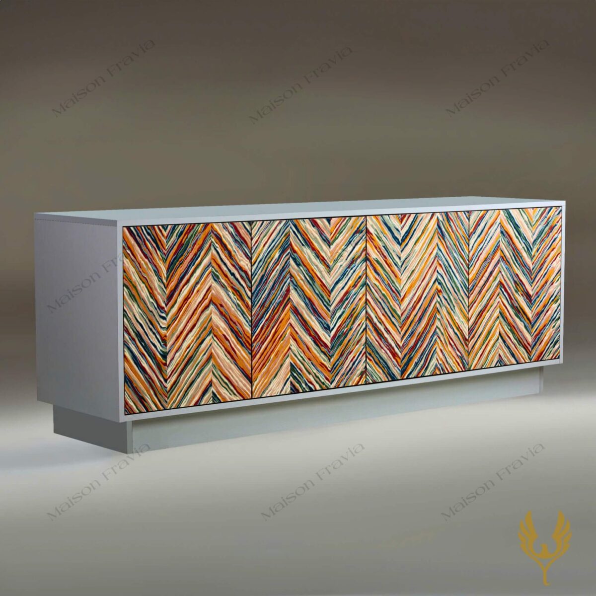 Kệ tủ veneer wavy wave cabinet Fravia - Nội Thất Life