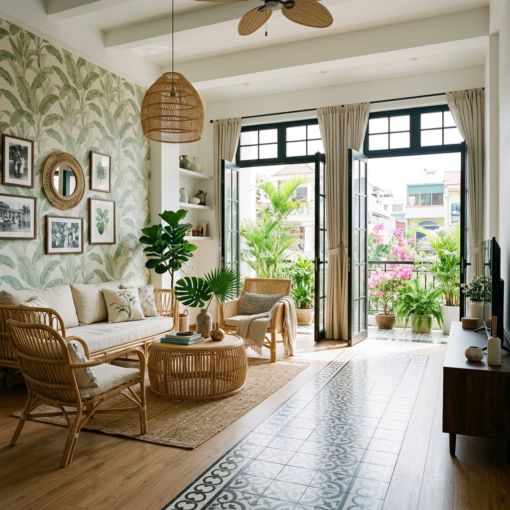 Phong Cách Indochine Chung Cư Mới: Thoát Khỏi Sự Nặng Nề Của Gỗ Đen Cổ Điển