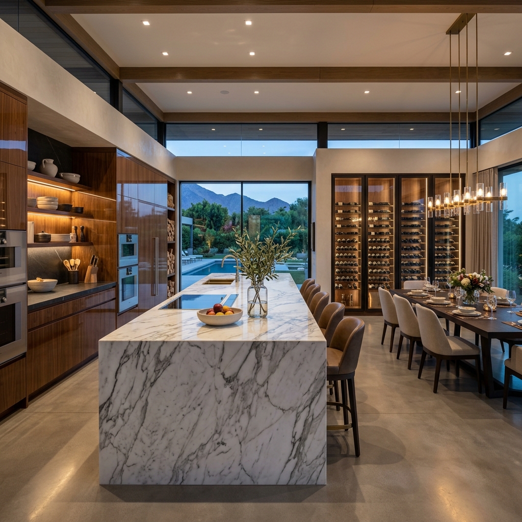 Bếp Mở (Open Kitchen) Khổng Lồ: Trái Tim Kết Nối Của Biệt Thự Hiện Đại